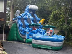 Tropical Drop 20 feet tall waterslide with pool can be wet or dry Tropical Drop 20 feet tall waterslide with pool can be wet or dry